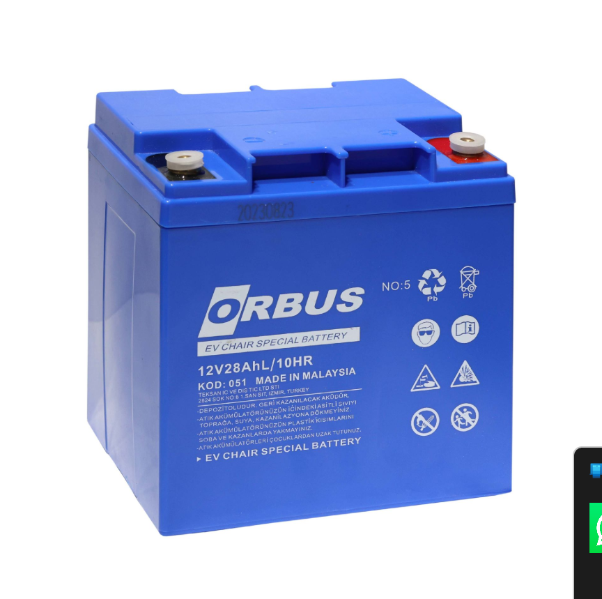 Orbus 12V 28 Ah Dikey Engelli Araç Aküsü