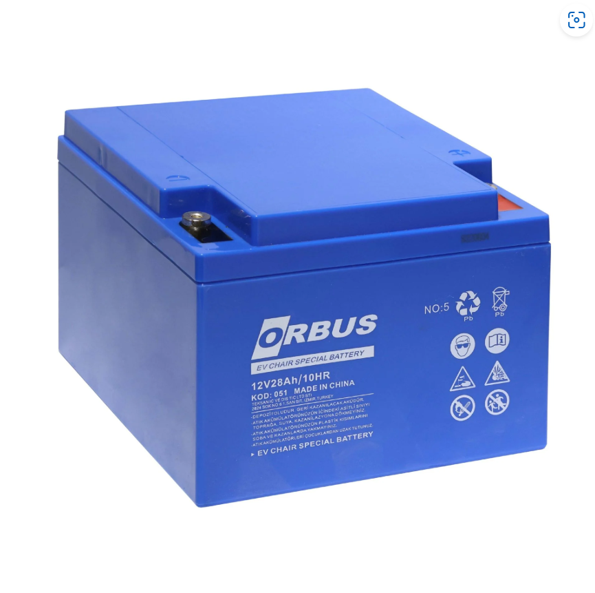 Orbus 12V 28 Ah Yatık Engelli Araç Aküsü