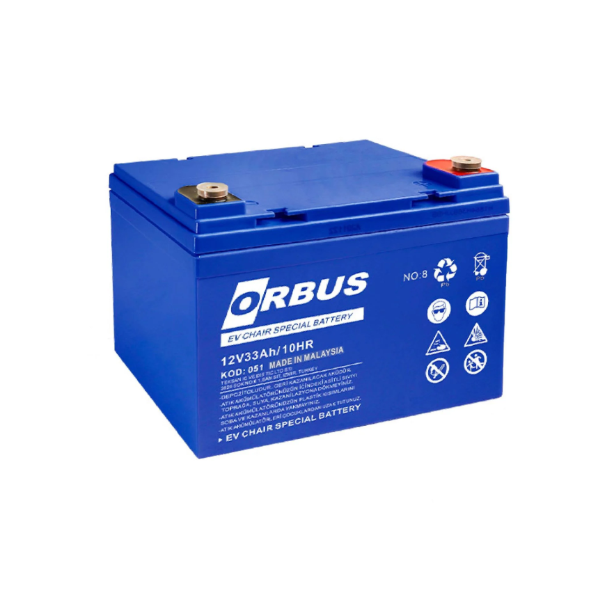 Orbus 12V 33 Ah Engelli Araç Aküsü