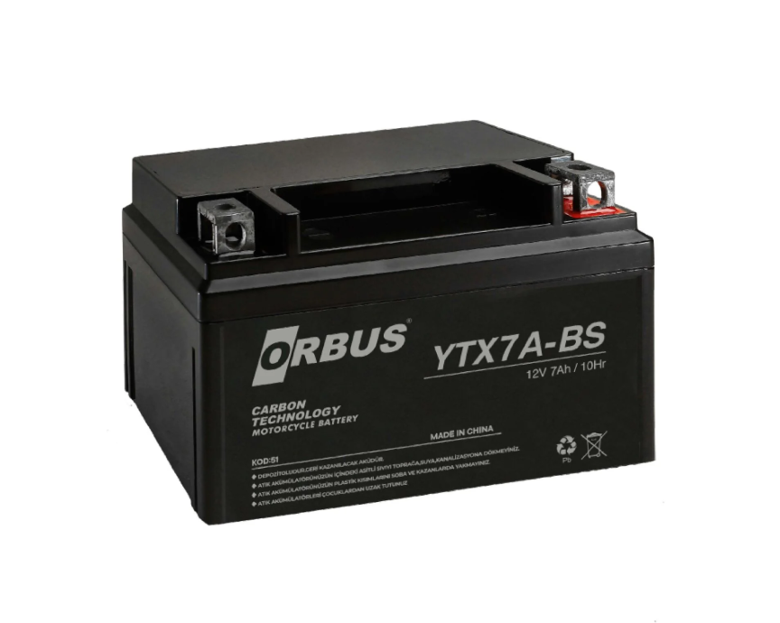 Orbus 12v 7Ah Alçak (YTX7A-BS) Motosiklet Aküsü
