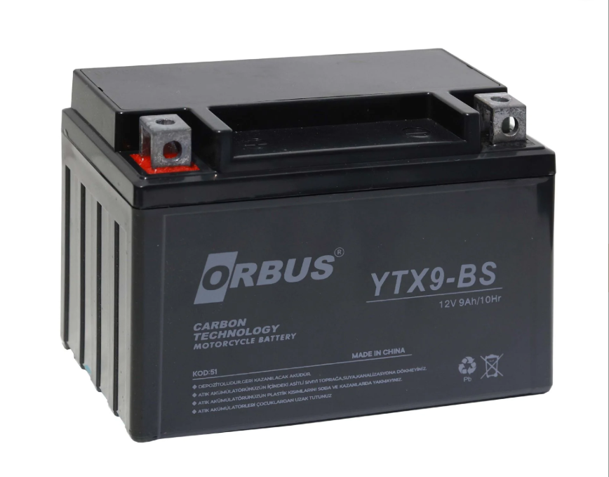 Orbus 12v 9 Ah Alçak (YTX9-BS) Motosiklet Aküsü